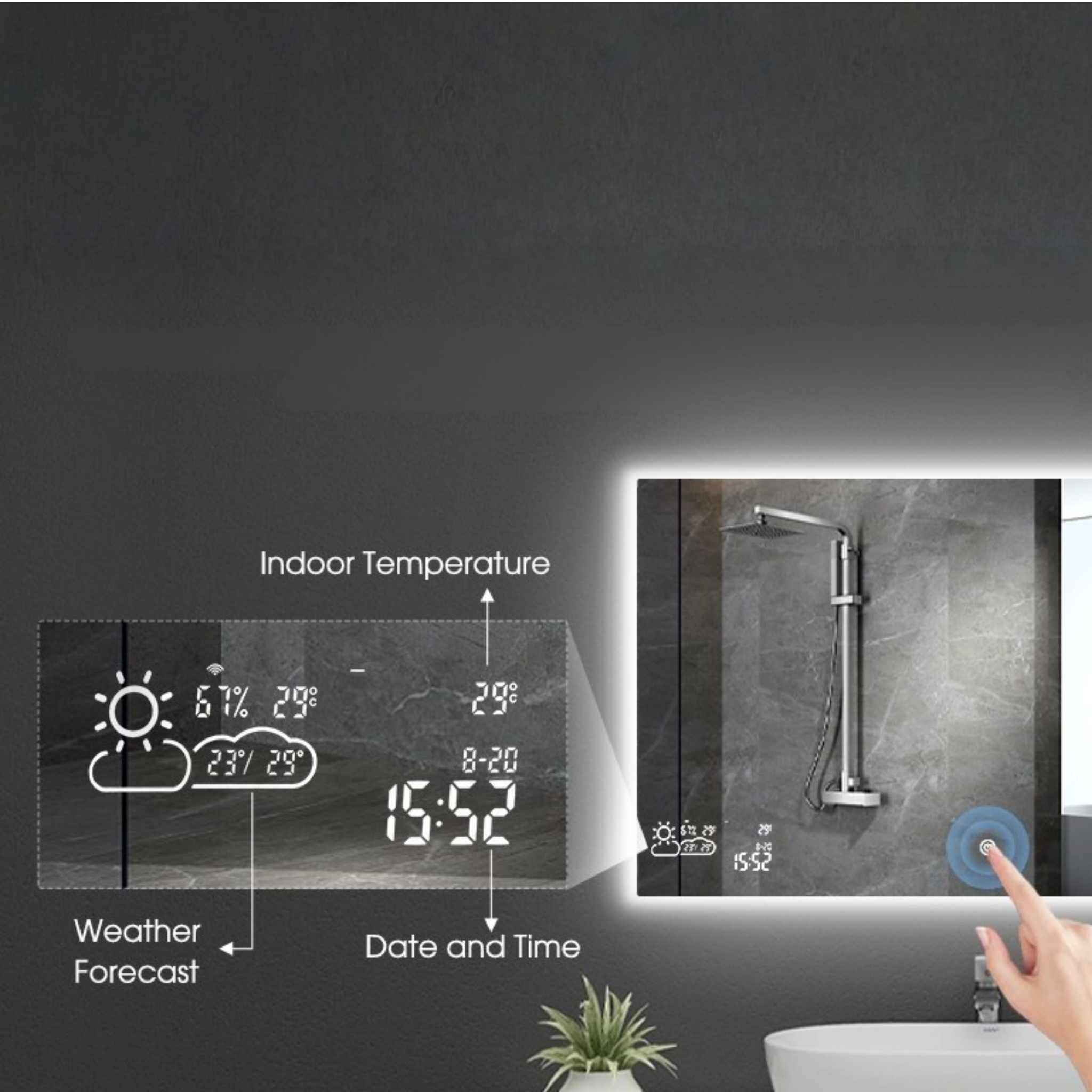 250W Smart LED Mirror Anti-Fog Display
