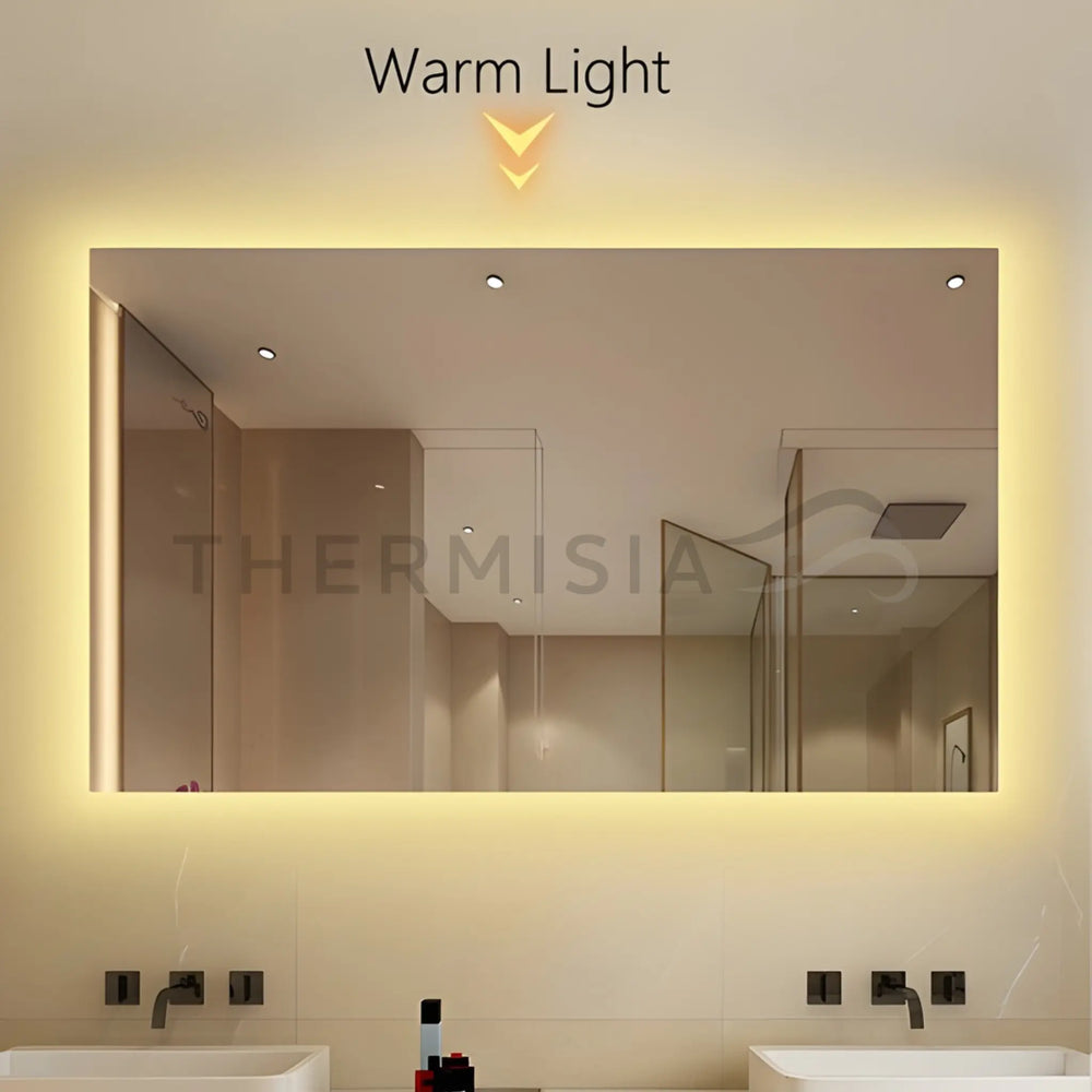 320W / 450W / 580W / 700W Far Infrared Bathroom Mirror Heater with 3000K Warm White LED