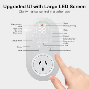LED Plugin Thermostat Standard and WiFi Features Listed